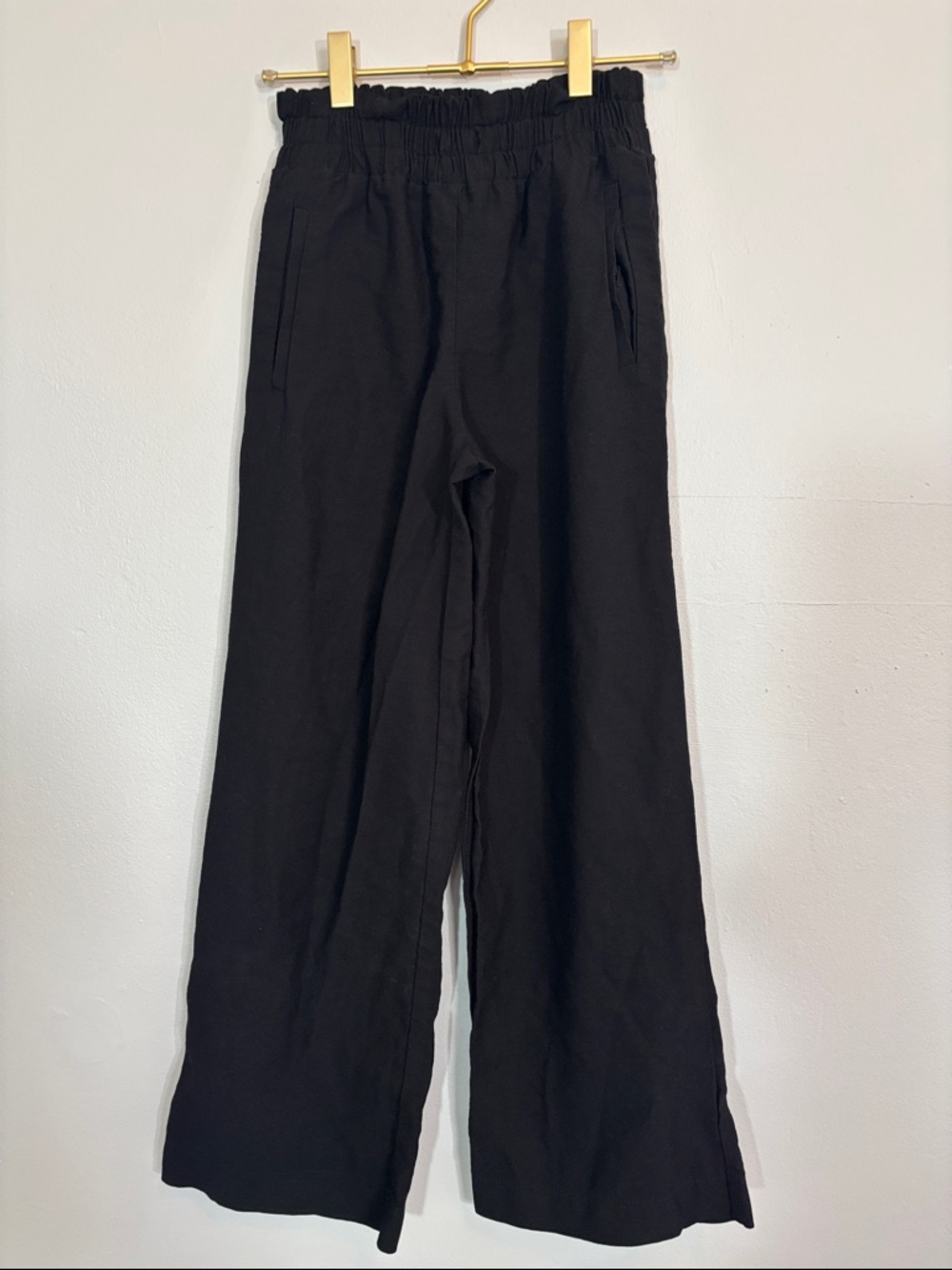Zara Black Wide-Leg Elastic Waist Pants